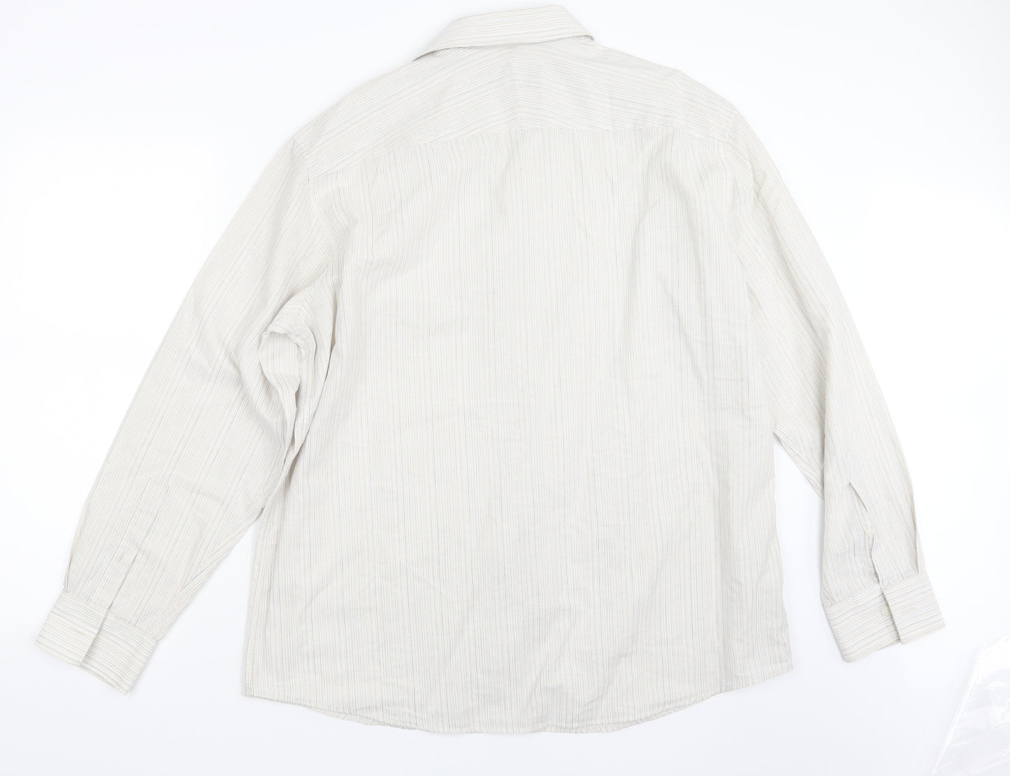 Autograph Mens Beige Striped   Button-Up Size L