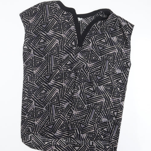Paraphrase Womens Black Geometric  Basic Blouse Size 14