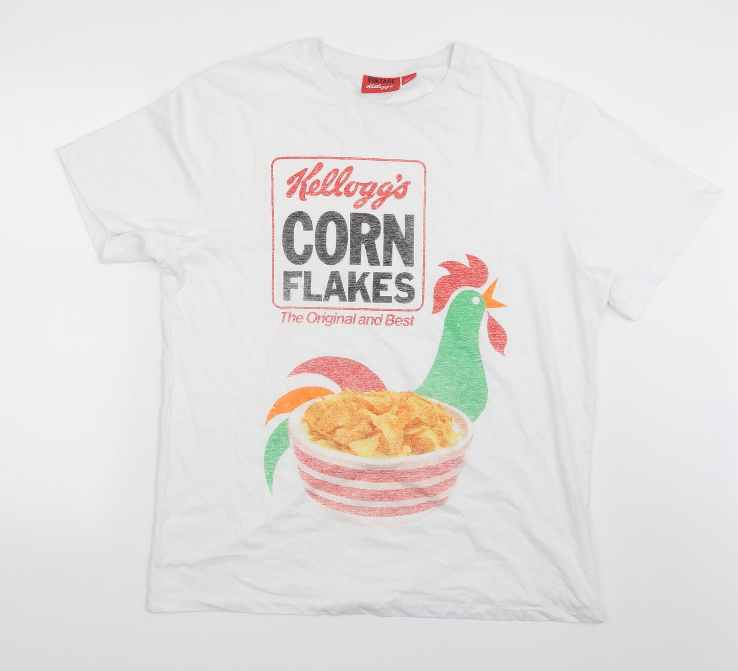 Primark Mens White    T-Shirt Size XL  - Corn Flakes