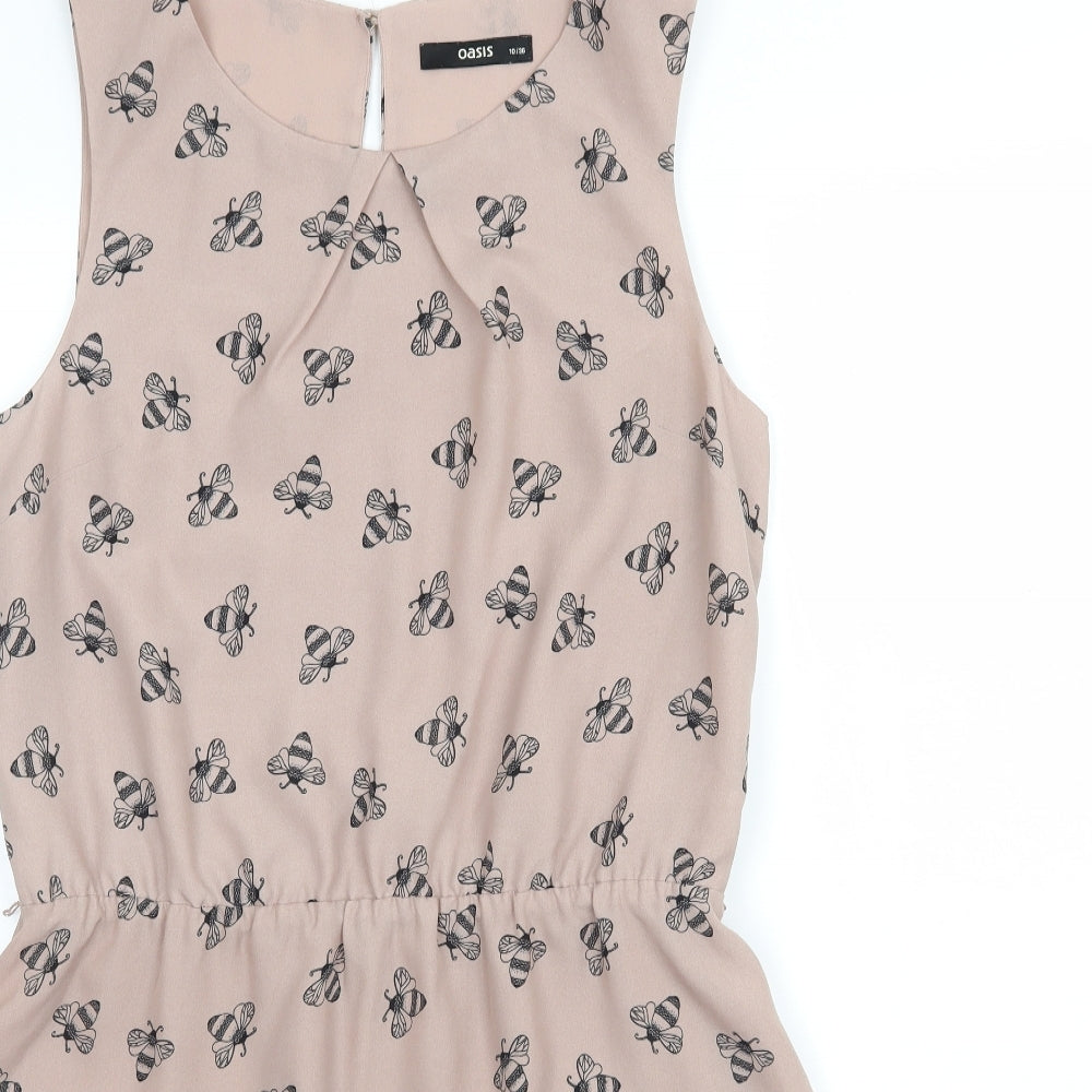 Oasis Womens Brown Geometric  Tank Dress  Size 10