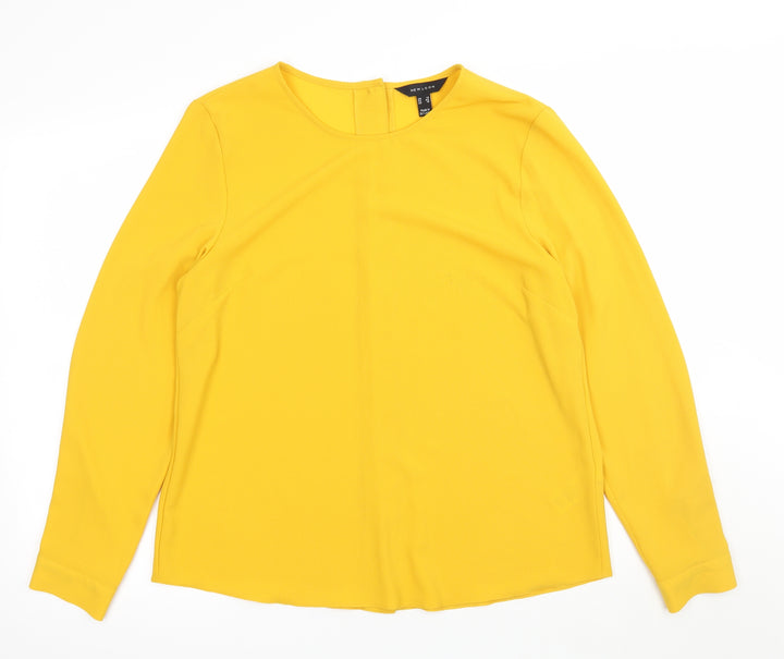 New Look Womens Yellow Jersey Basic Blouse Size 14