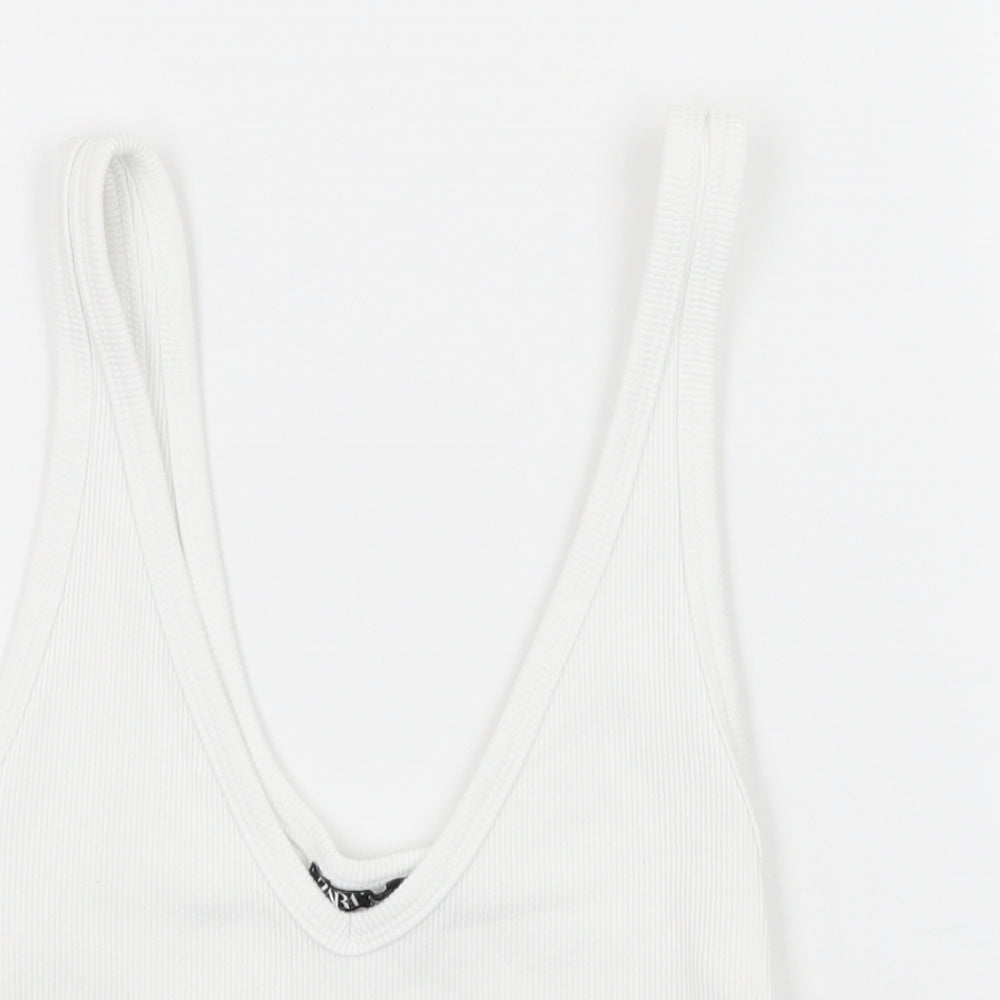 Zara Womens White  Jersey Basic T-Shirt Size 8