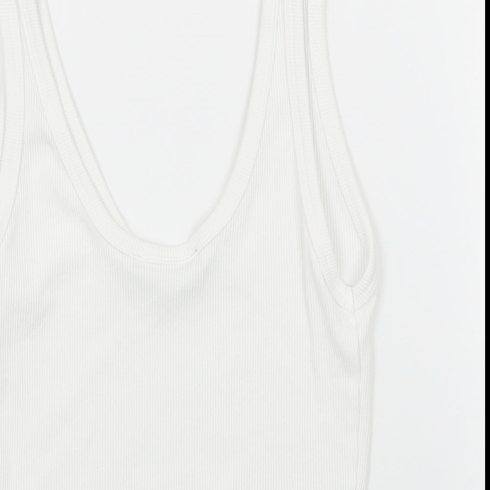 Zara Womens White  Jersey Basic T-Shirt Size 8