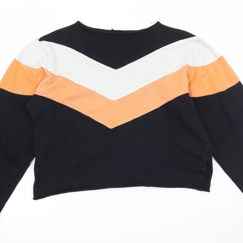 PRETTYLITTLETHING Womens Multicoloured Striped Jersey Pullover Sweatshirt Size M