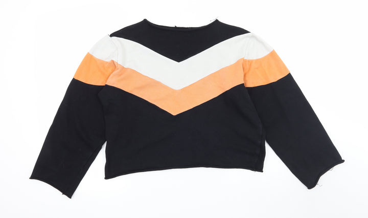 PRETTYLITTLETHING Womens Multicoloured Striped Jersey Pullover Sweatshirt Size M