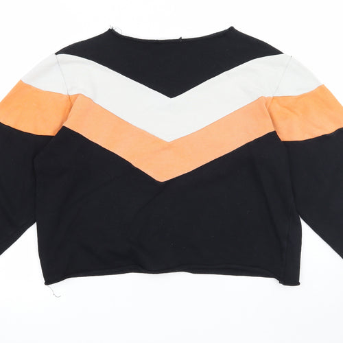 PRETTYLITTLETHING Womens Multicoloured Striped Jersey Pullover Sweatshirt Size M