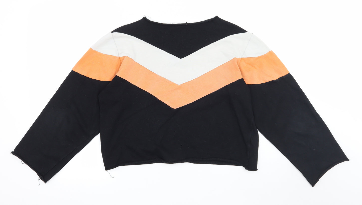 PRETTYLITTLETHING Womens Multicoloured Striped Jersey Pullover Sweatshirt Size M