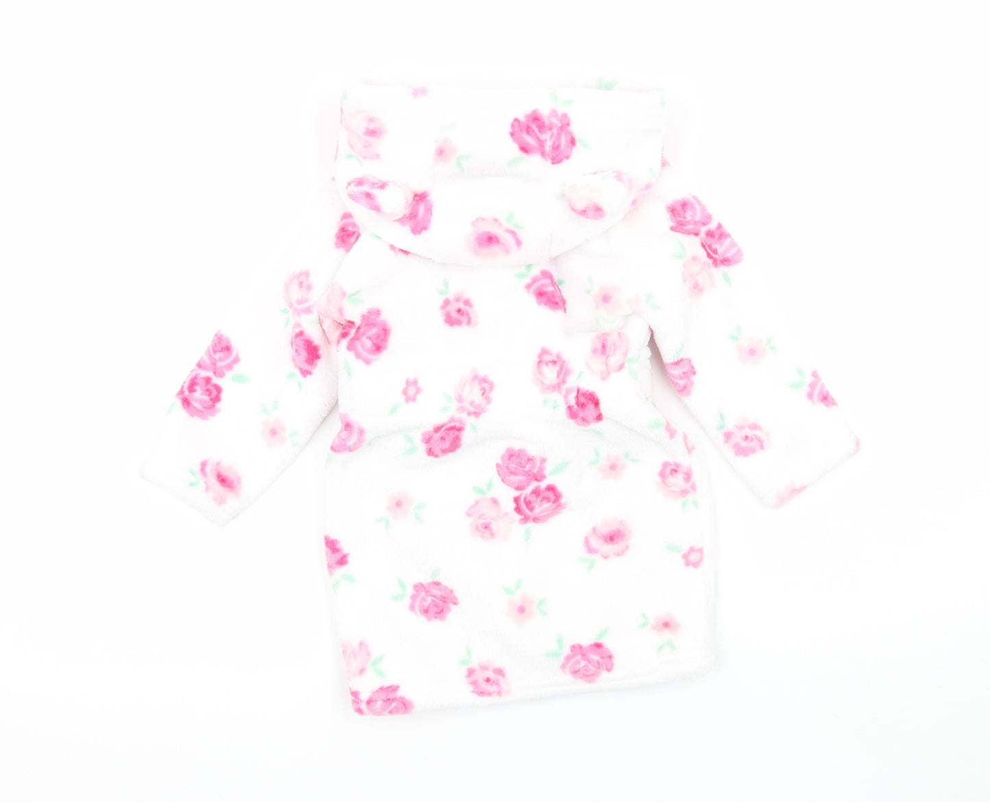 George Girls White Floral Fleece  Robe Size 9-12 Months