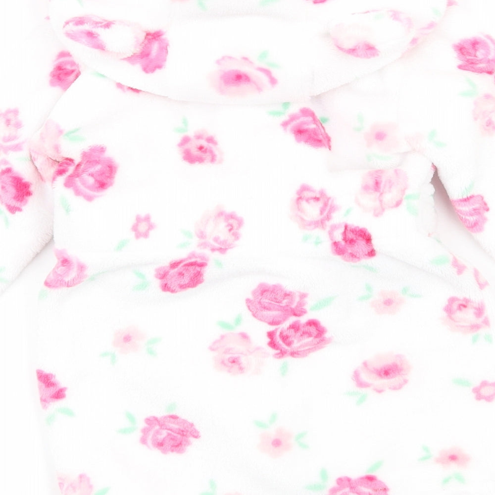 George Girls White Floral Fleece  Robe Size 9-12 Months