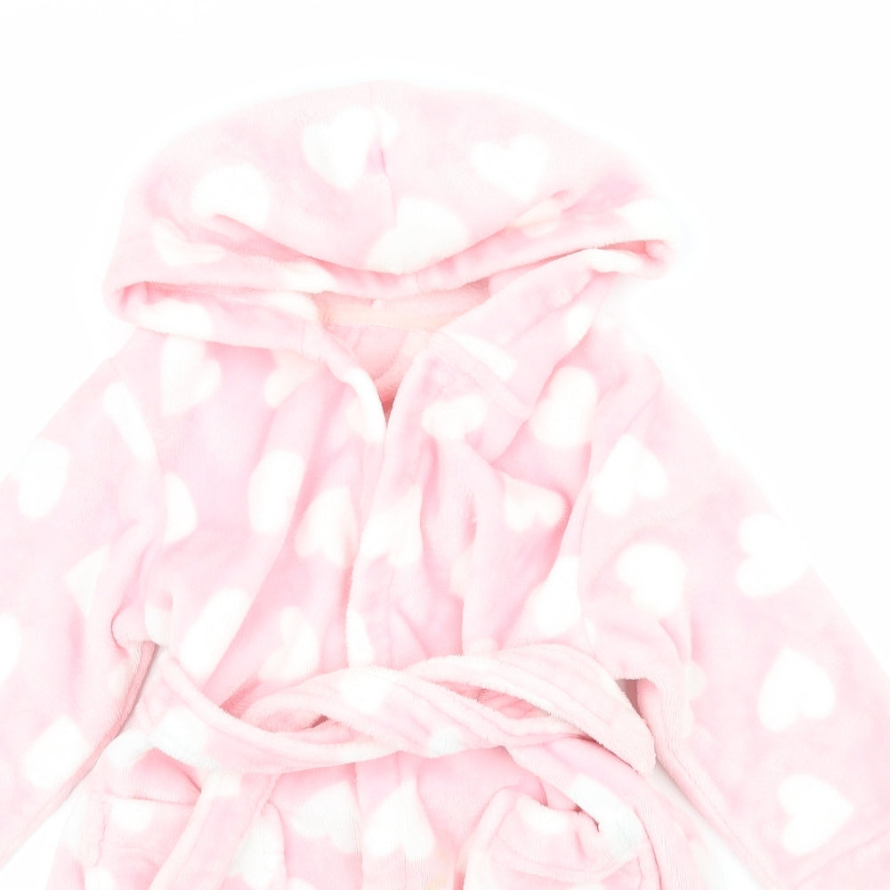 George Girls Pink Geometric Fleece Top Robe Size 2-3 Years