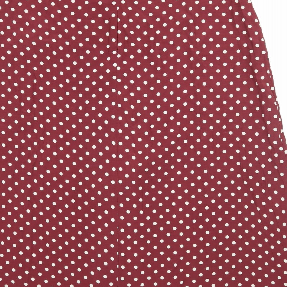 New Look Womens Red Polka Dot  Maxi Skirt Size 16