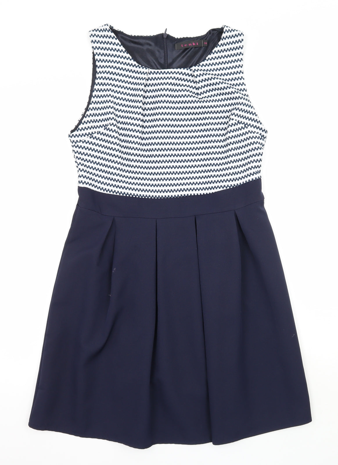 Tenki Womens Blue Houndstooth  Tank Dress  Size 16