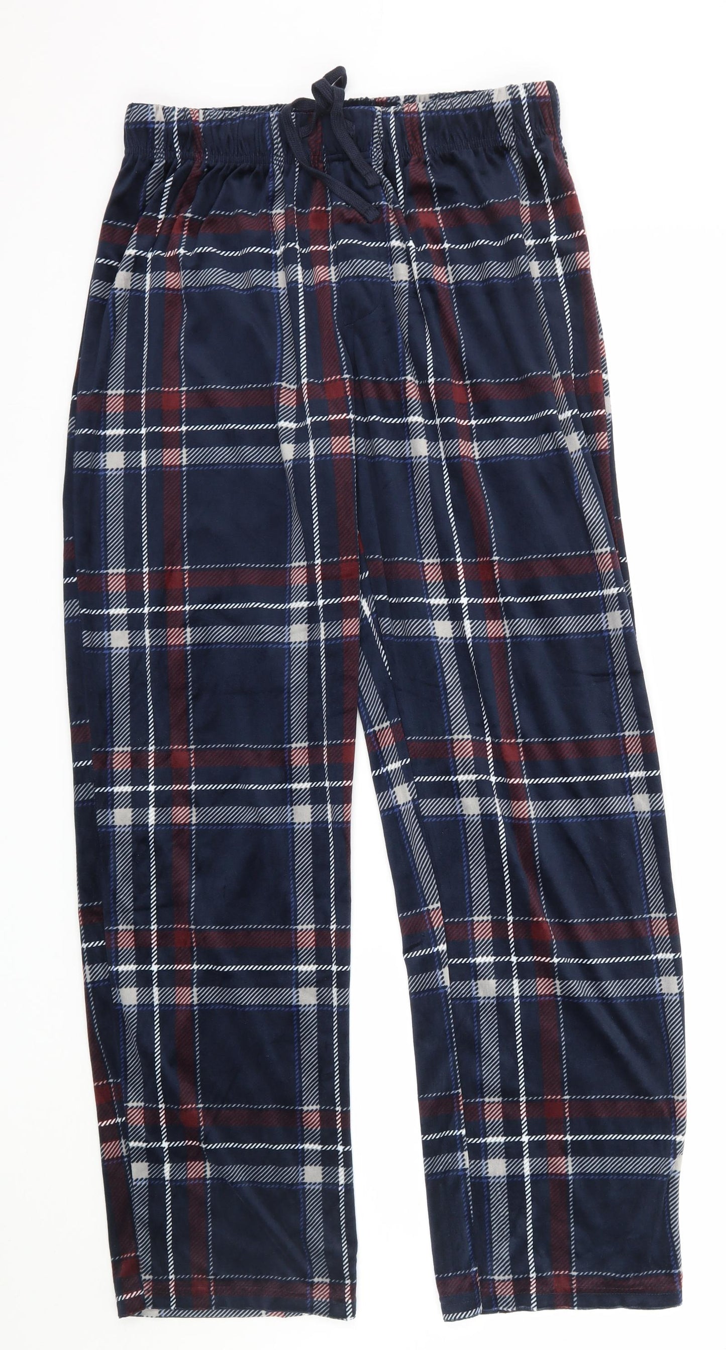 Matalan Mens Blue Check Fleece  Pyjama Pants Size M
