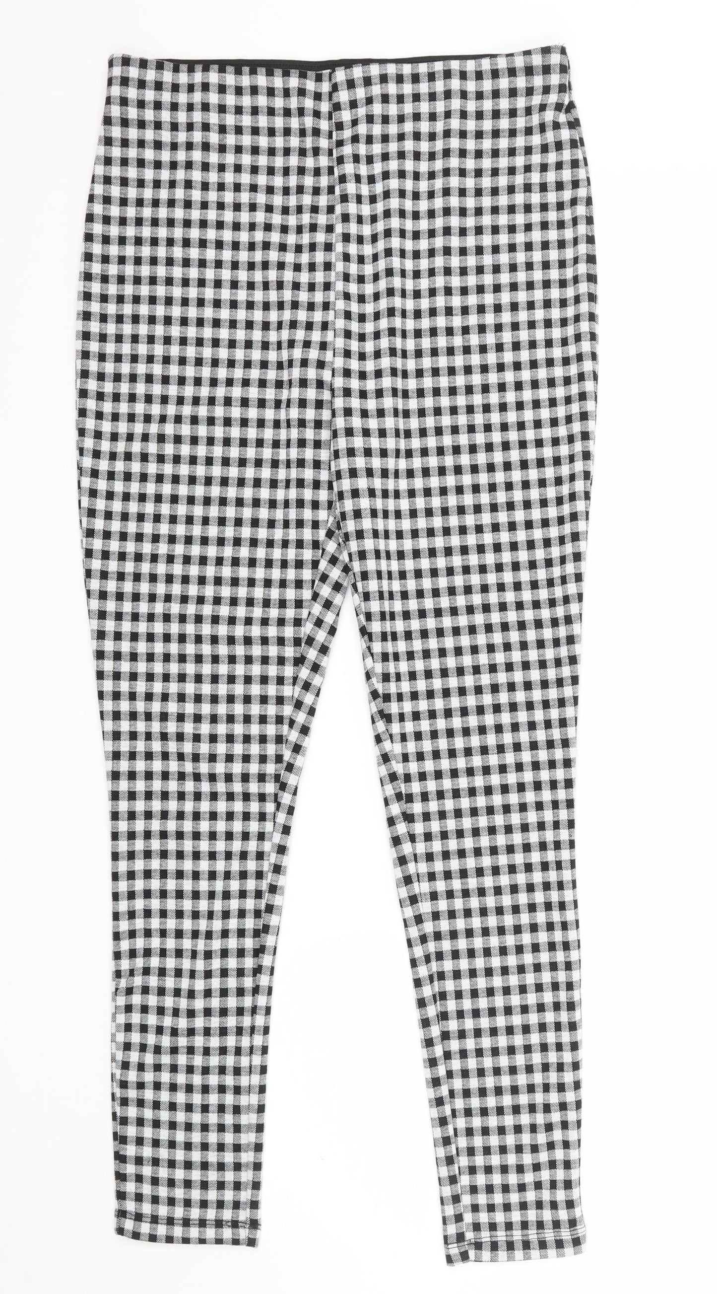 F&F Womens Black Check  Jegging Leggings Size 14 L29 in