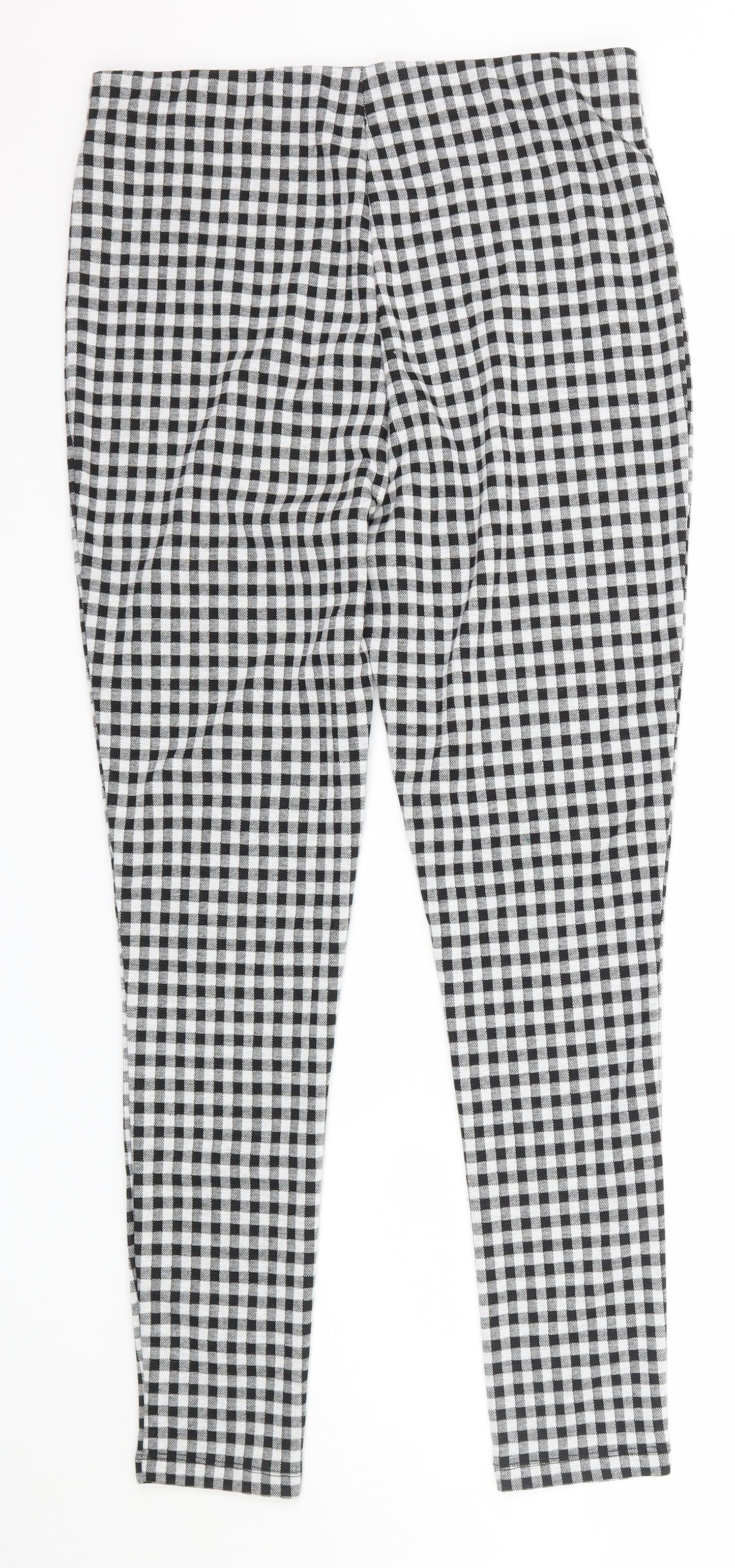 F&F Womens Black Check  Jegging Leggings Size 14 L29 in