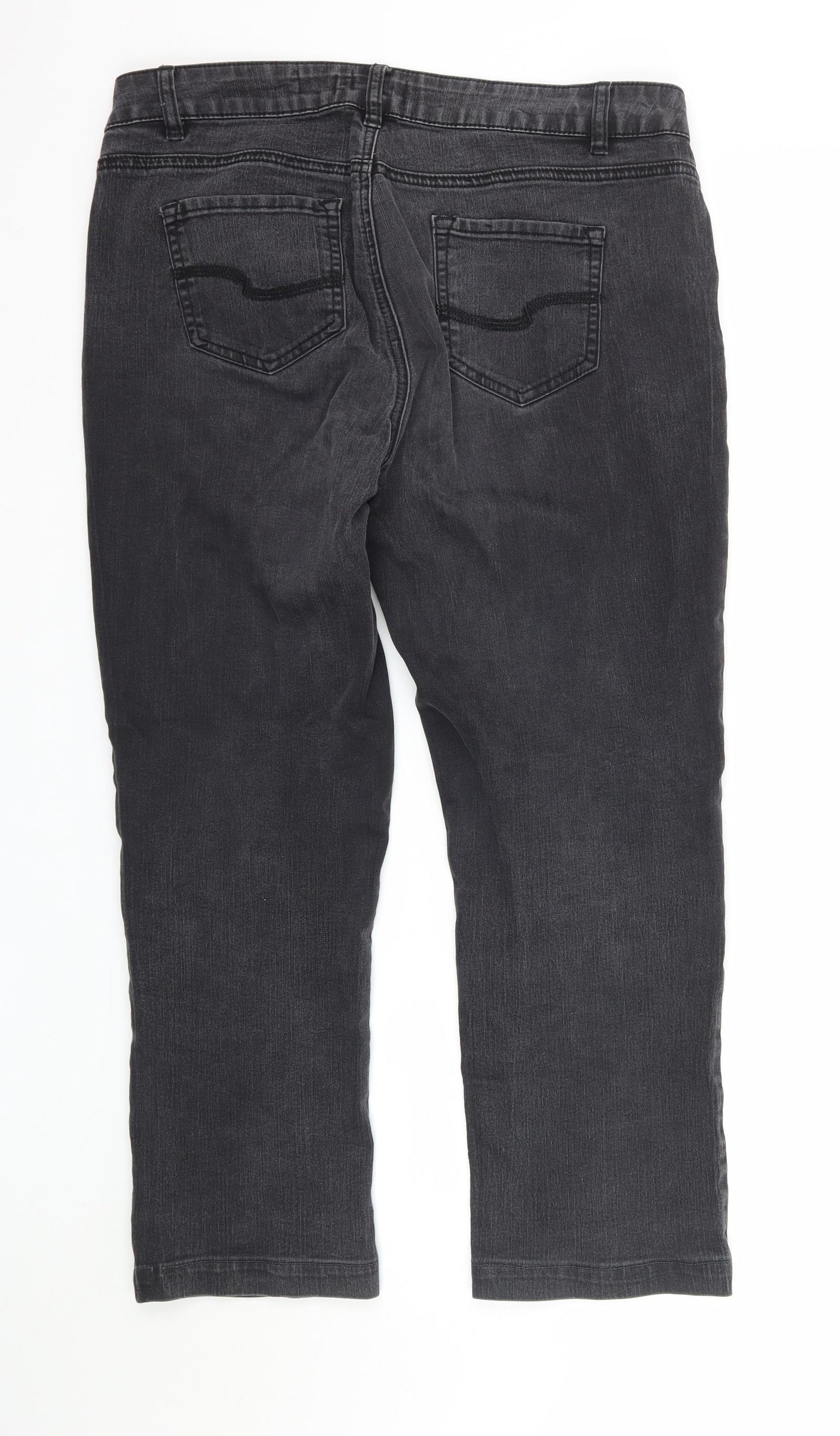 TU Womens Black  Denim Straight Jeans Size 10 L24 in - 3/4 leg