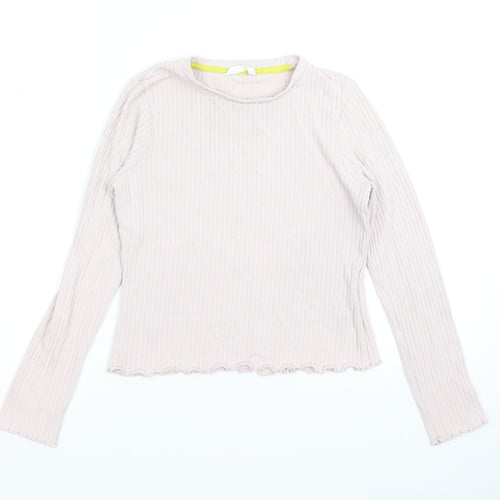 M&S Girls Pink   Basic T-Shirt Size 11-12 Years  - Lettuce Edging