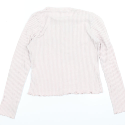 M&S Girls Pink   Basic T-Shirt Size 11-12 Years  - Lettuce Edging