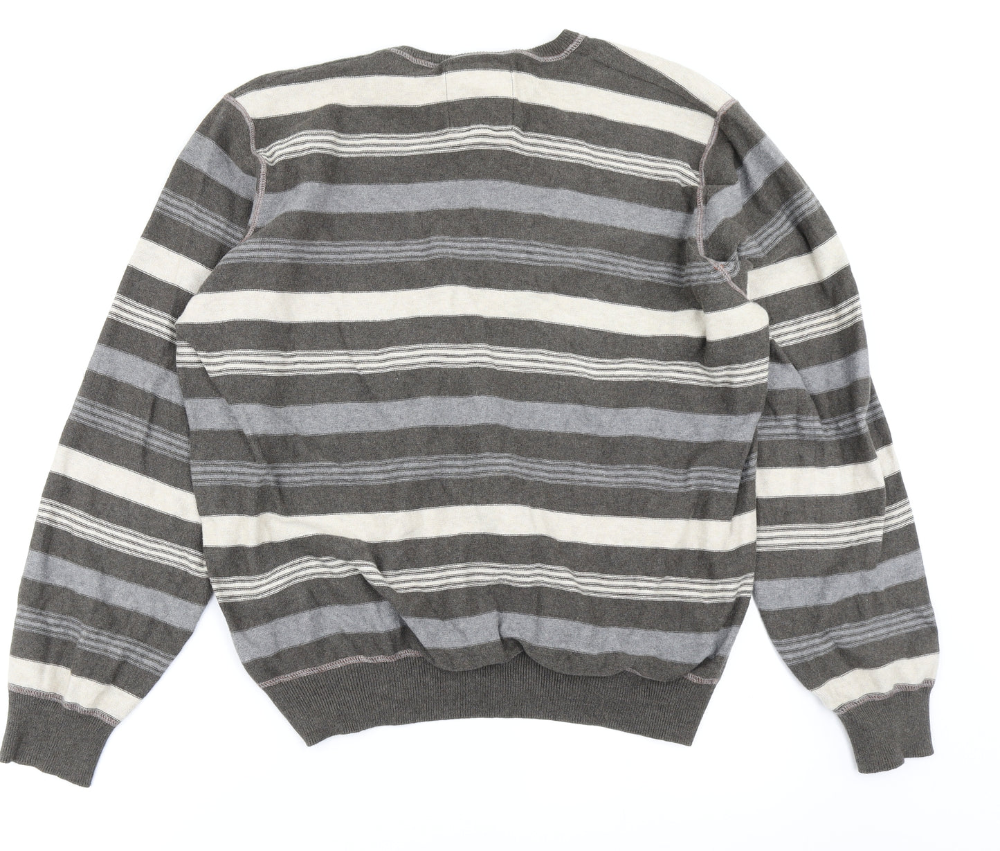 North Coast Mens Brown Striped Knit Pullover Jumper Size XL