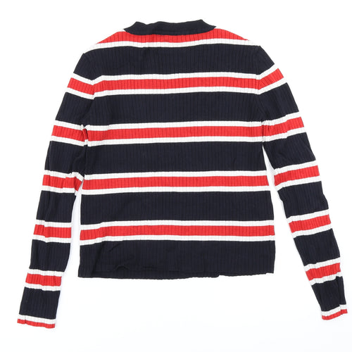 Divided Womens Blue Striped Knit Pullover Jumper Size M