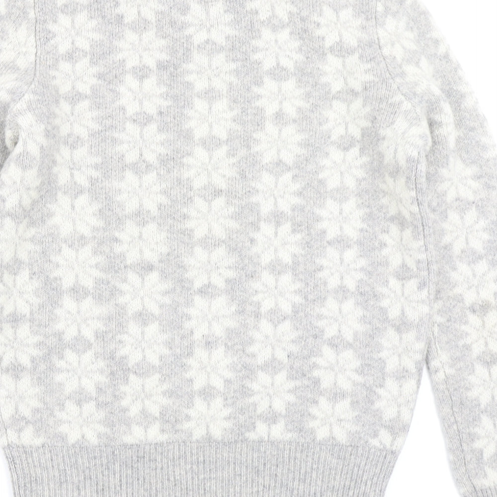 Jack Wills Womens Grey Floral Knit Pullover Jumper Size 8