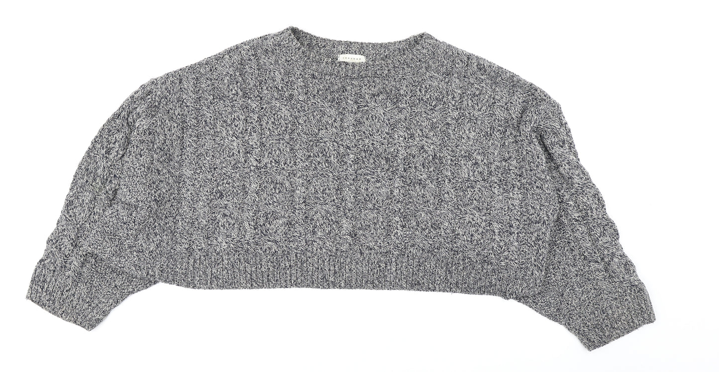 Topshop Womens Blue  Knit Pullover Jumper Size M  - Cropped