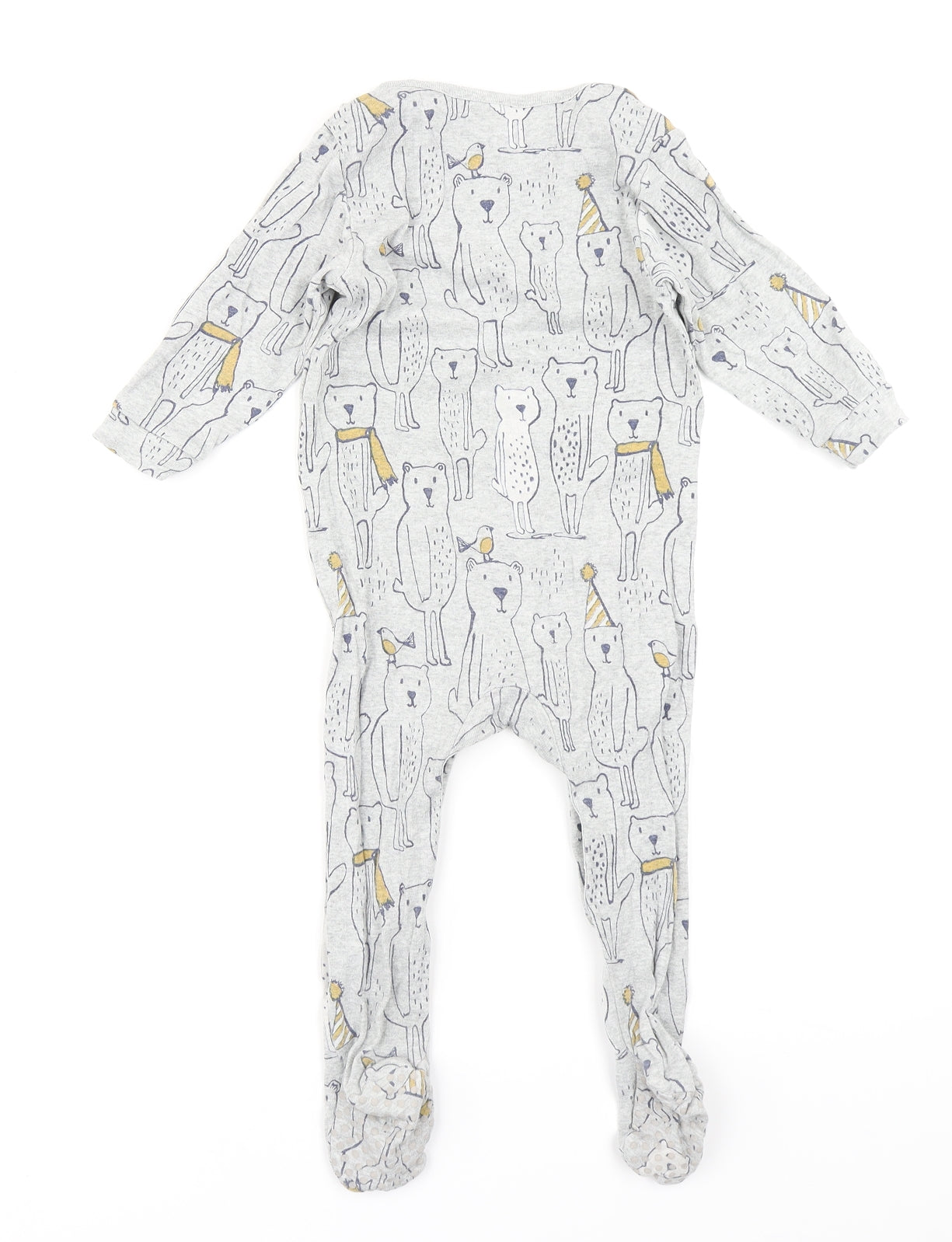 M&S Baby Grey   Babygrow One-Piece Size 12-18 Months  - Bear print