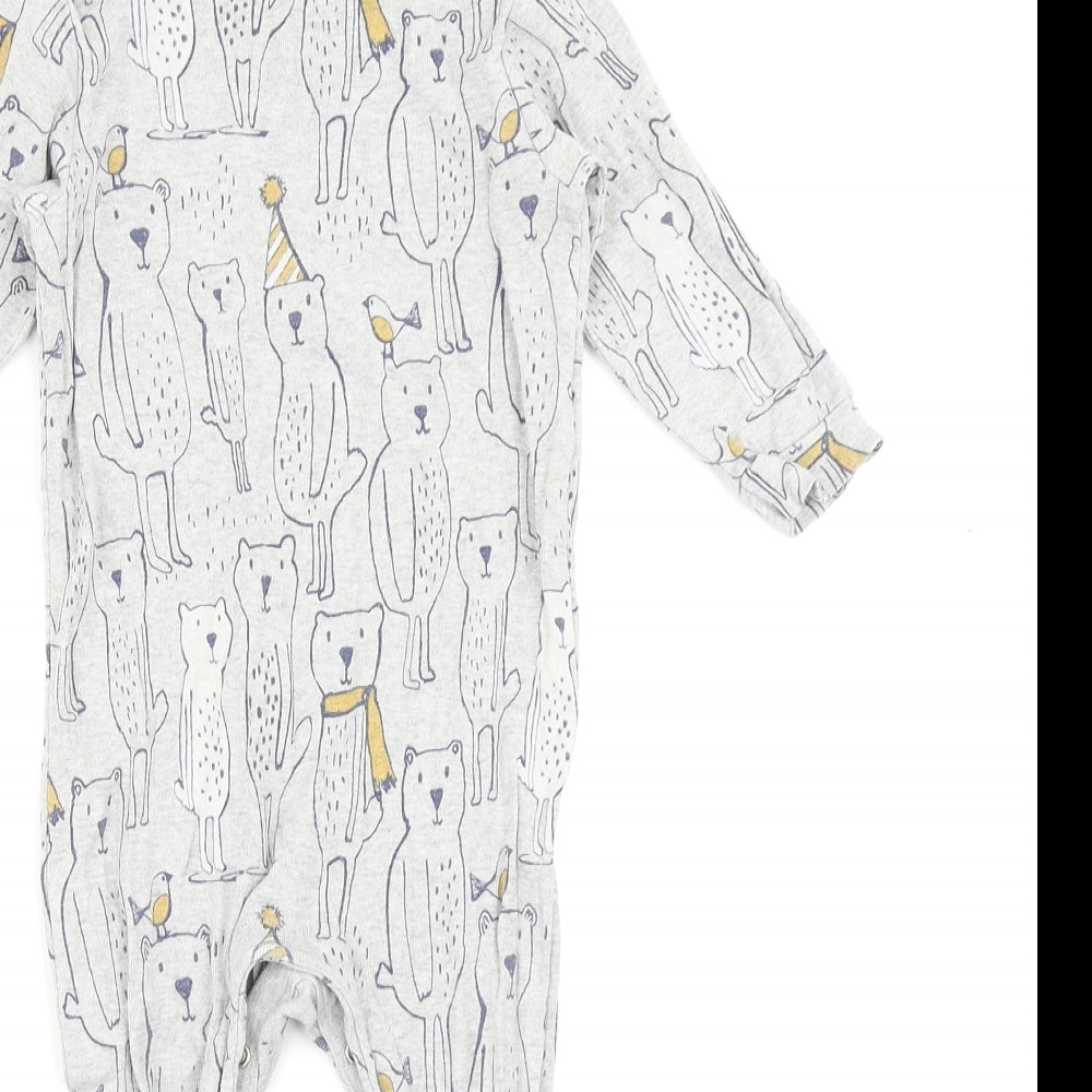 M&S Baby Grey   Babygrow One-Piece Size 12-18 Months  - Bear print