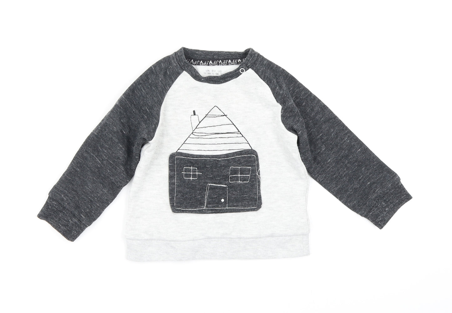 F&F Boys Grey Colourblock  Pullover T-Shirt Size 12-18 Months