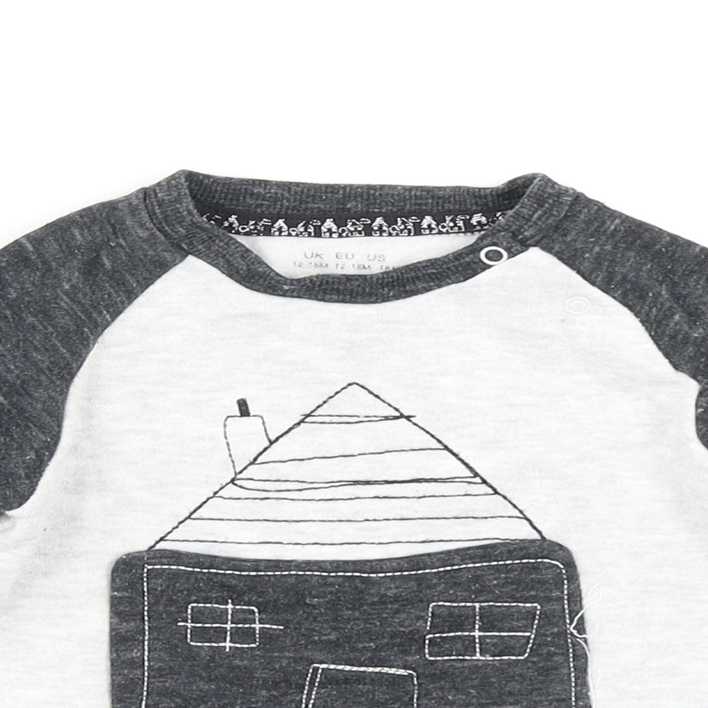 F&F Boys Grey Colourblock  Pullover T-Shirt Size 12-18 Months