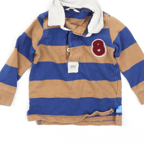 M&Co Boys Blue Striped  Basic Polo Size 9-12 Months