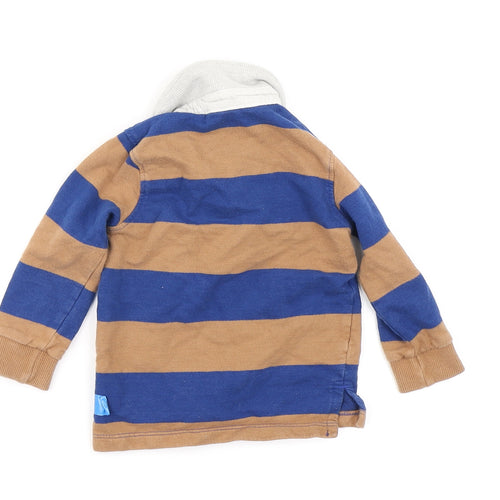 M&Co Boys Blue Striped  Basic Polo Size 9-12 Months