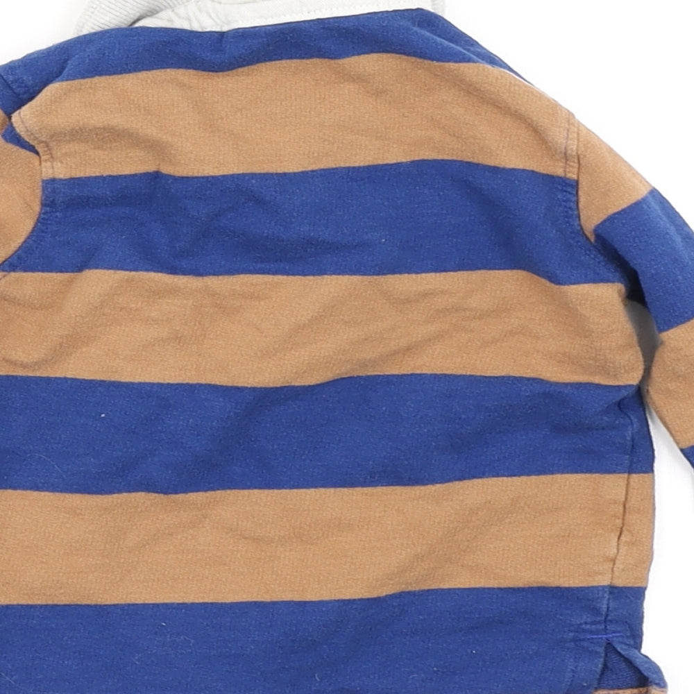 M&Co Boys Blue Striped  Basic Polo Size 9-12 Months