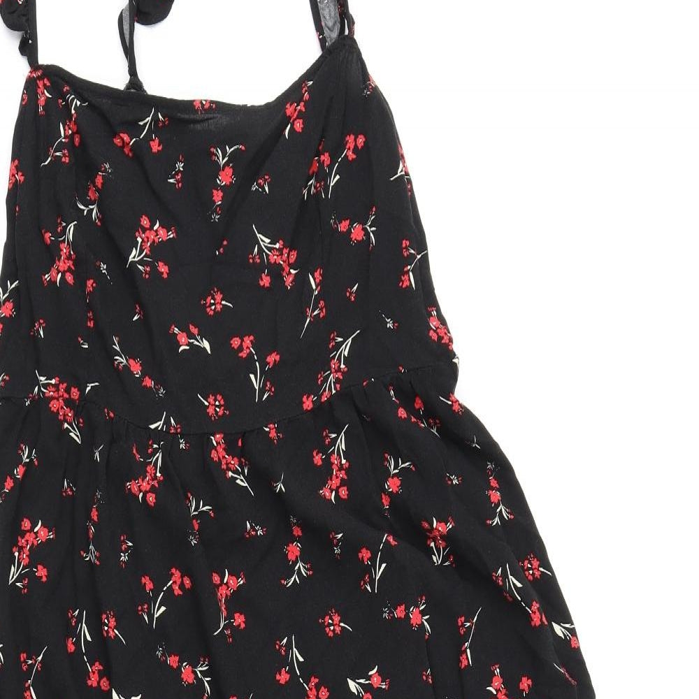 New Look Womens Black Floral  A-Line  Size 16