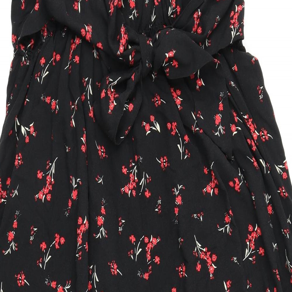 New Look Womens Black Floral  A-Line  Size 16