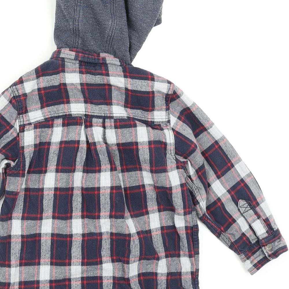 NEXT Boys Blue Plaid  Shirt Jacket Jacket Size 18-24 Months
