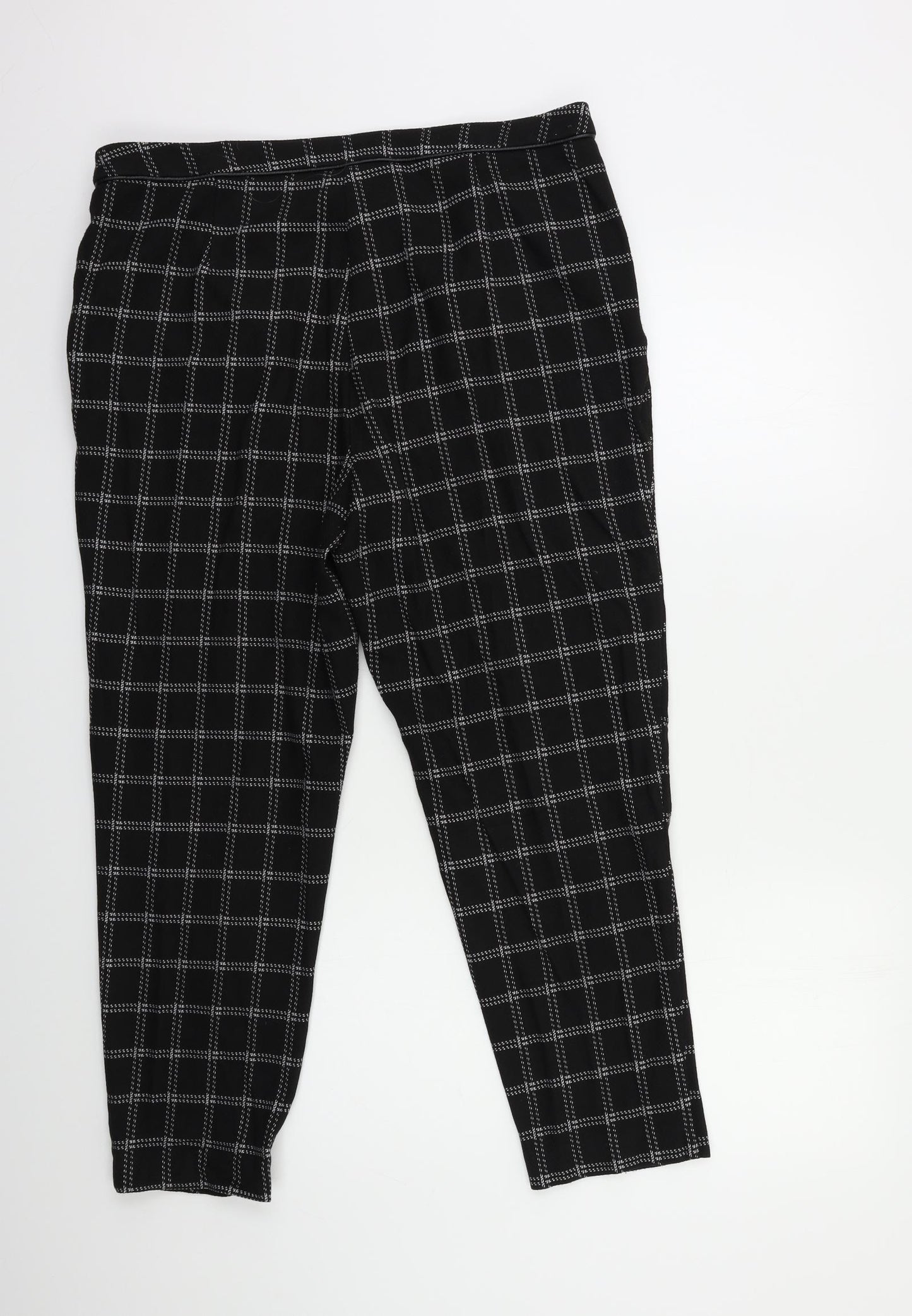 F&F Womens Black Check  Trousers  Size 16 L25 in