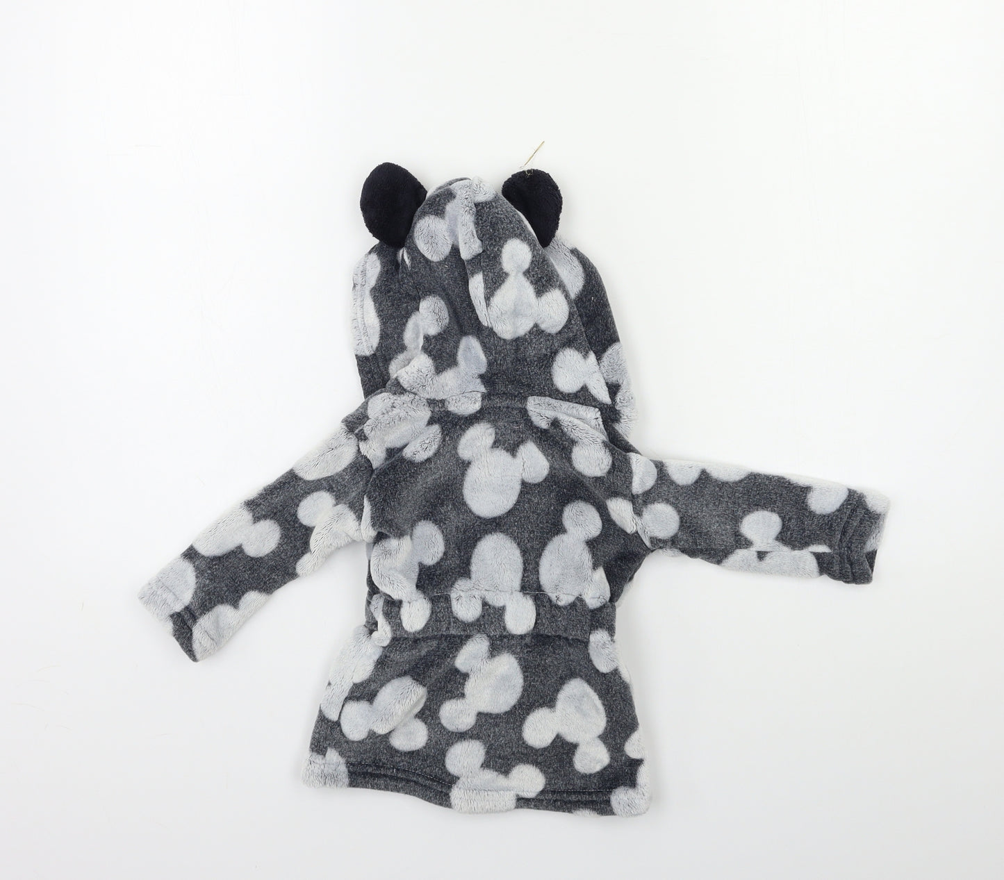 Disney Baby Grey Polka Dot Fleece Kimono Gown Size 6-9 Months