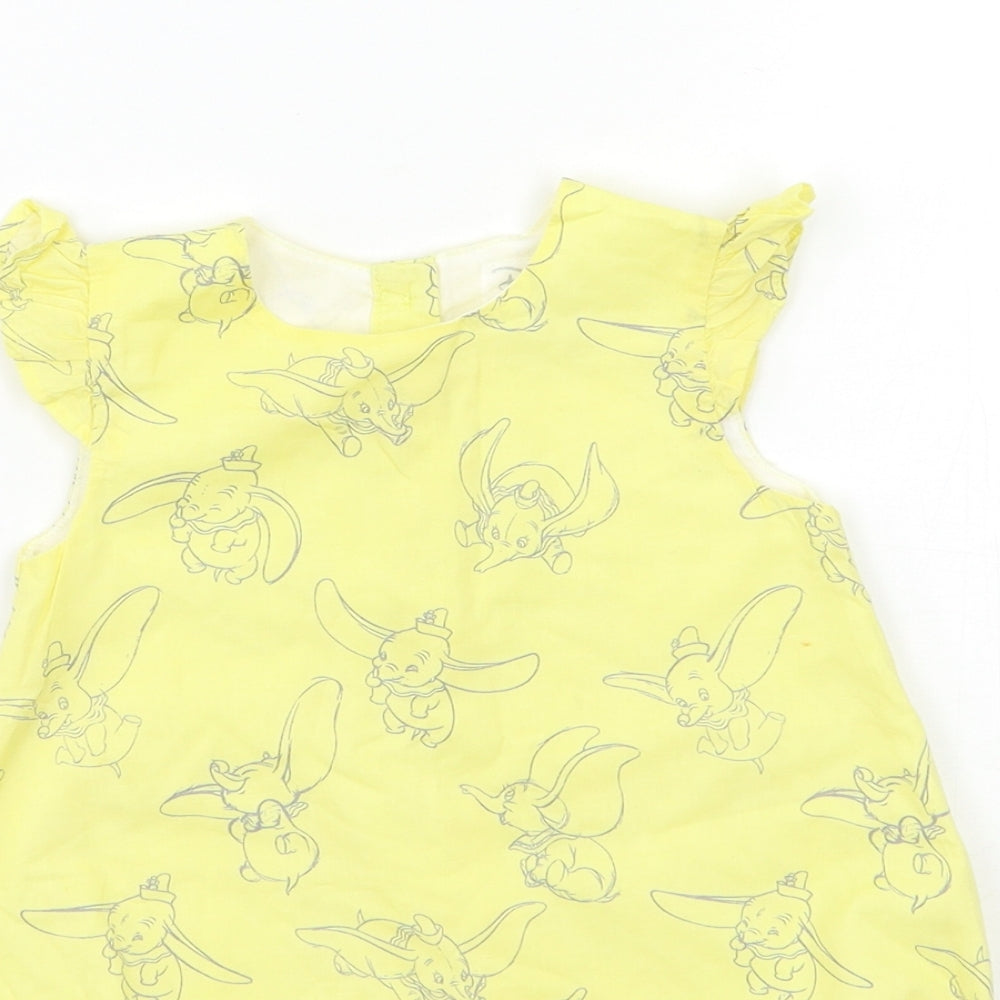 Disney Baby Yellow Geometric  Babygrow One-Piece Size 12 Months