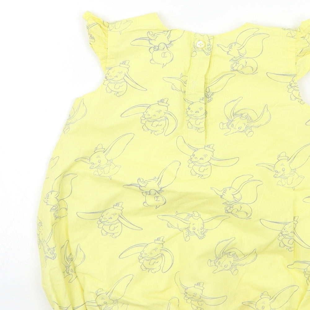 Disney Baby Yellow Geometric  Babygrow One-Piece Size 12 Months