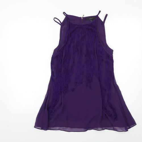 Coast Womens Purple   Basic Blouse Size 10  - tassel front