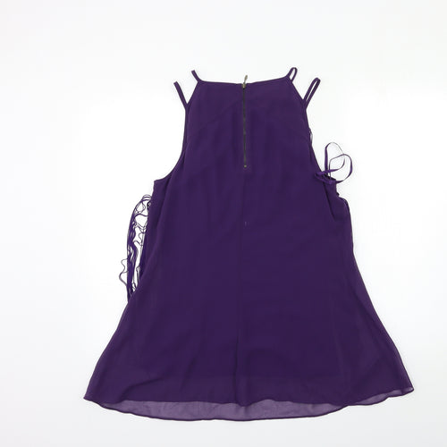 Coast Womens Purple   Basic Blouse Size 10  - tassel front