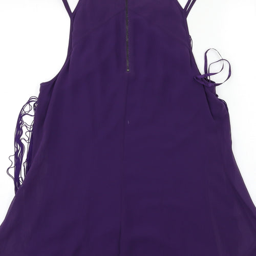 Coast Womens Purple   Basic Blouse Size 10  - tassel front