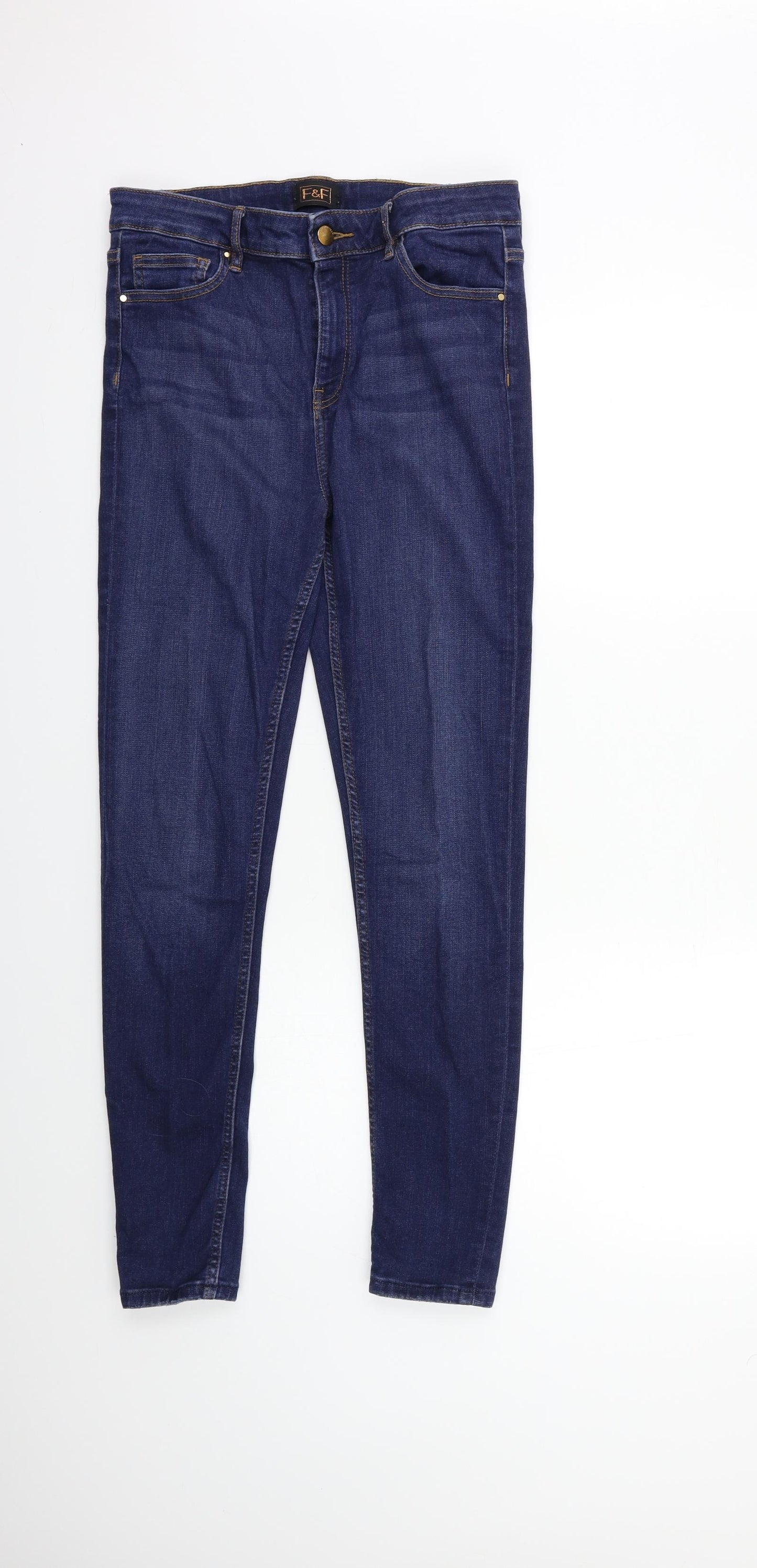 F&F Womens Blue  Denim Skinny Jeans Size 12 L28 in