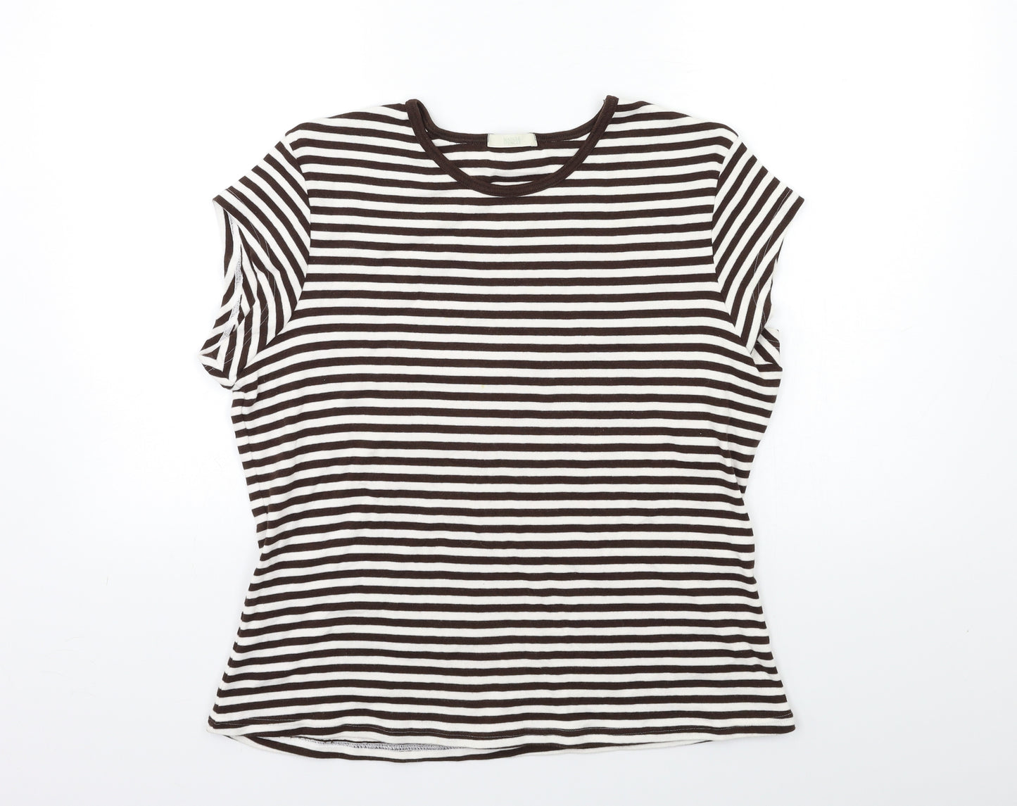 Marks and Spencer Womens Brown Striped  Basic T-Shirt Size 20