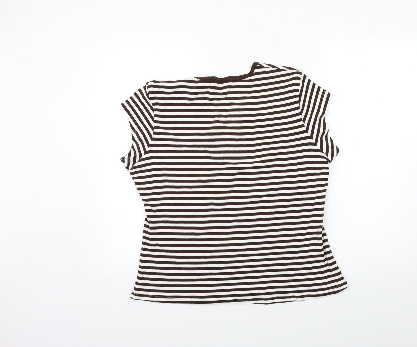 Marks and Spencer Womens Brown Striped  Basic T-Shirt Size 20