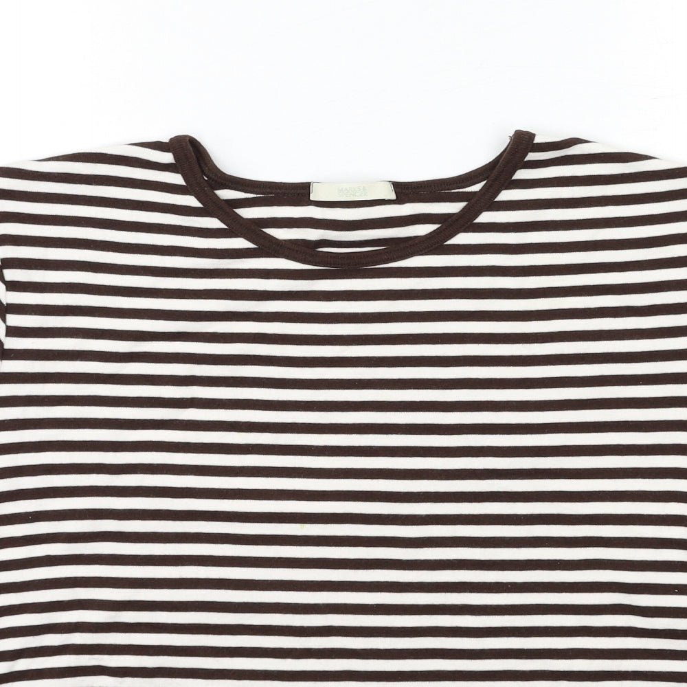Marks and Spencer Womens Brown Striped  Basic T-Shirt Size 20