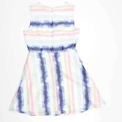 Mela London Womens White Striped  Fit & Flare  Size 10