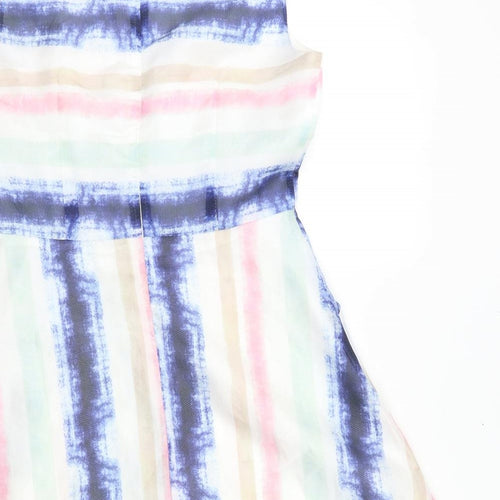 Mela London Womens White Striped  Fit & Flare  Size 10
