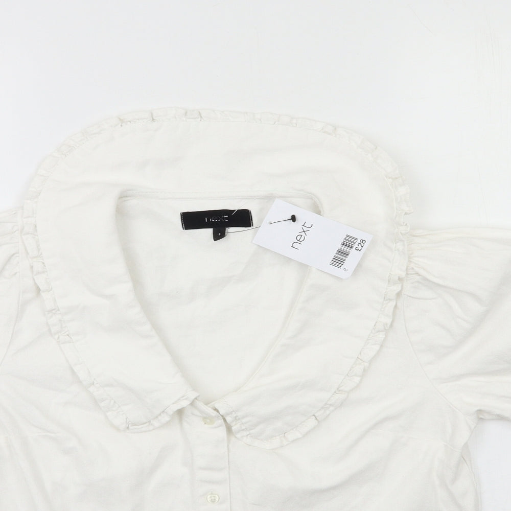 NEXT Womens White  Denim Basic Blouse Size 8